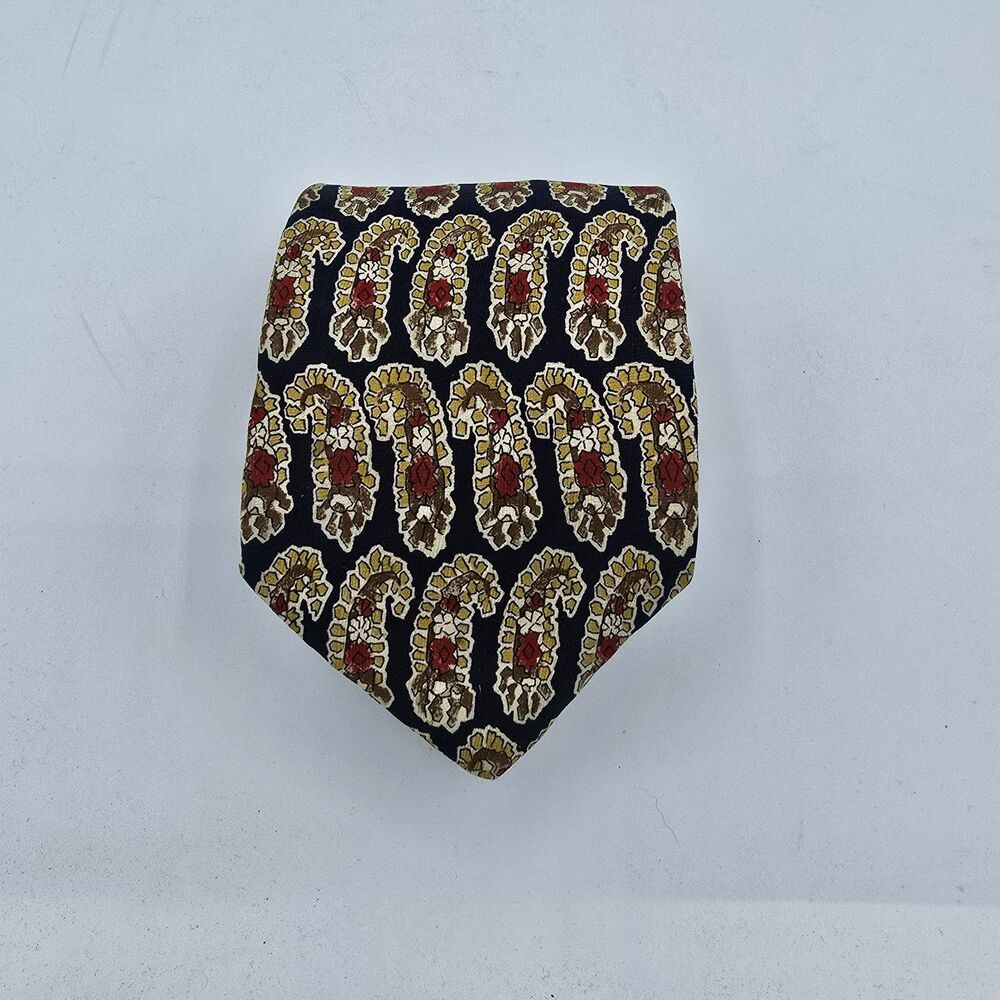 LANDS’ END Men's Necktie 100% Silk Tie Purple Gold embraided 58x3